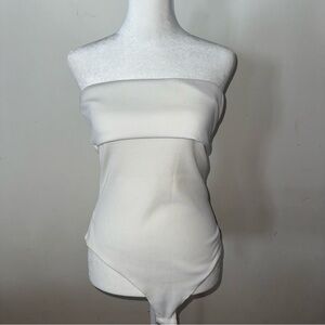 Elegant Strapless White Bodysuit